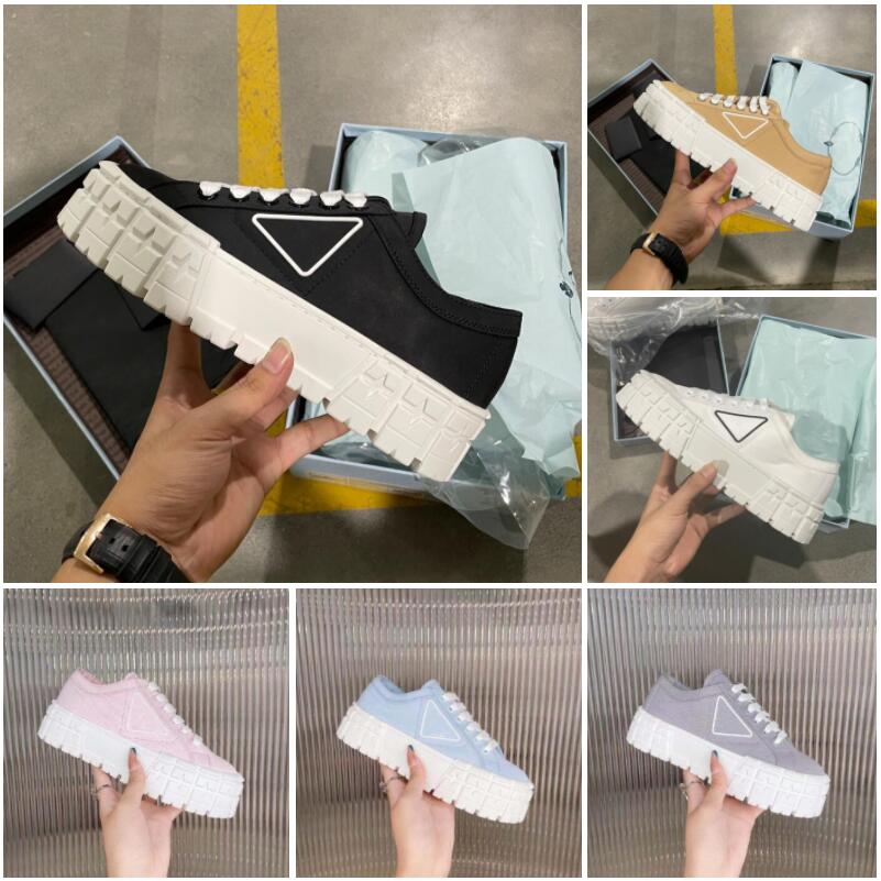 

2022 Designer Women Nylon Casual Shoes Gabardine Classic Canvas Sneakers Brand Wheel Lady Stylist Trainers Fashion Platform Solid Heighten, Box