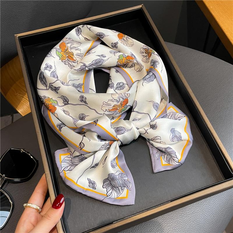 

Scarves Luxury Silk Long Ribbon Neck Tie Scarf Women Headband Hair Band Bag Wrist Satin Foulard Bandana Print Accessores 2022Scarves
