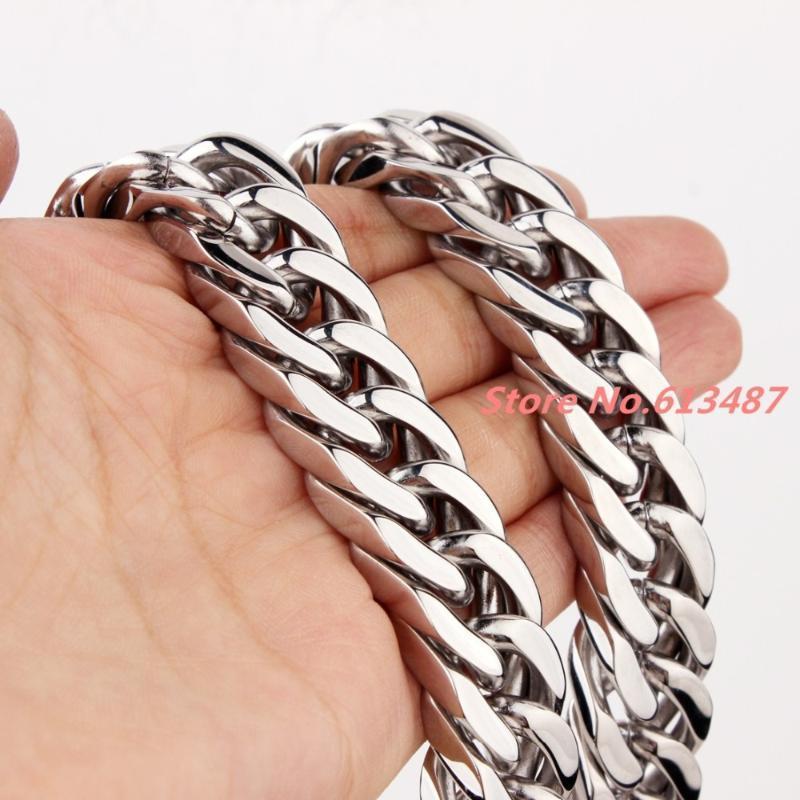 

Top Quality 17mm Wide Charming 316L Stainless Steel Silver Color Cuban Curb Chain Men's Heavy Cool Jewelry Necklace 7-40" Gift Chains
