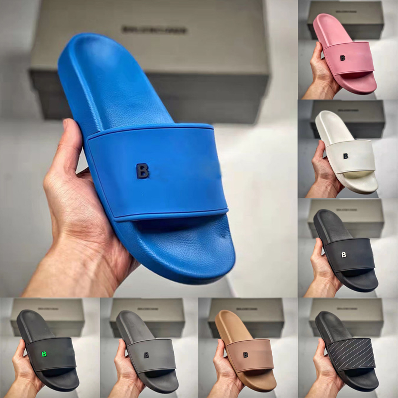 

2022 With Box Fashion Triple S Summer Mens Sandal Slides Slippers Dark Blue Light Yellow Triple White Black All Pink Casual Sandals Foam Shoes Women Trainers Size 35-45, 2 triple white