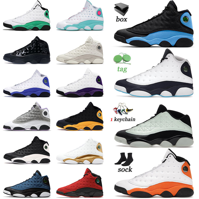 

Authentic Jumpman 13 13s XIII Mens Basketball Shoes University Blue Obsidian Soar Green Chicago Cap And Gown Sports Outdoor Sneakers With Box, D9 40-47 melo class off 2002
