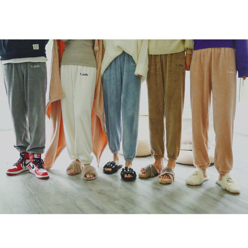 

Women's Sleepwear Sanderala Women Flannel Pajama Bloomers Pants 2022 Winter Elastic Loose Trousers Waist Solid Pajamas Bottom Home Sleep Und, Blue