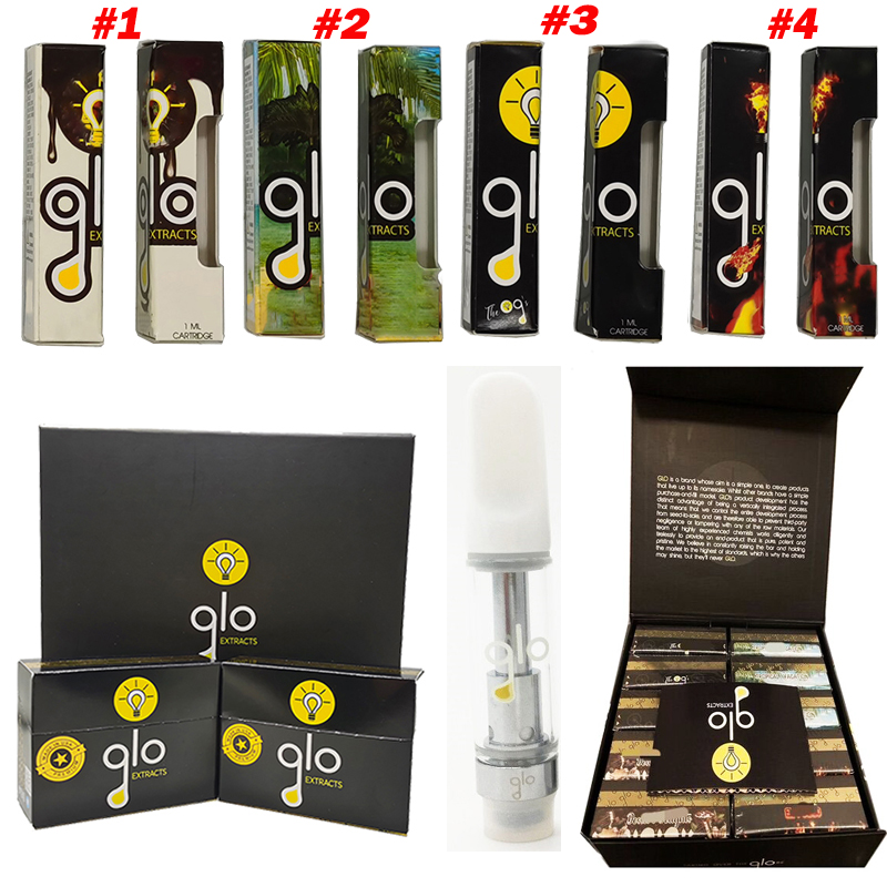 

2022 Glo Extracts Vape Cartridges New Glos Vapes Pen Carts 510 Thread Oil Atomizers 1ml 0.8ml Empty Ceramic Coil E-Cigs Disposable Vaporizers D8 Custom Packaging OEM
