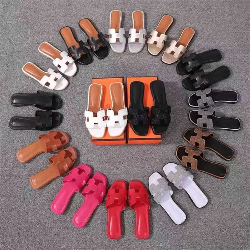 Net rouge femmes été fond plat mode porter en cuir nouvelles sandales plage voyage chaussures un mot pantoufles 80% ventes en ligne d'usine