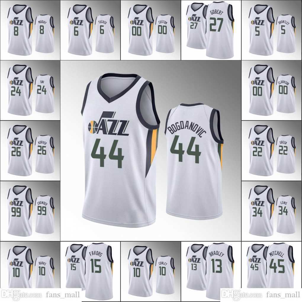 

Screen Print 75th Anniversary Utah Jazz''Men Basketball Jerseys Donovan Mitchell Rudy Gobert Bojan Bogdanovic Jor dan Clarkson Association White Custom Jersey