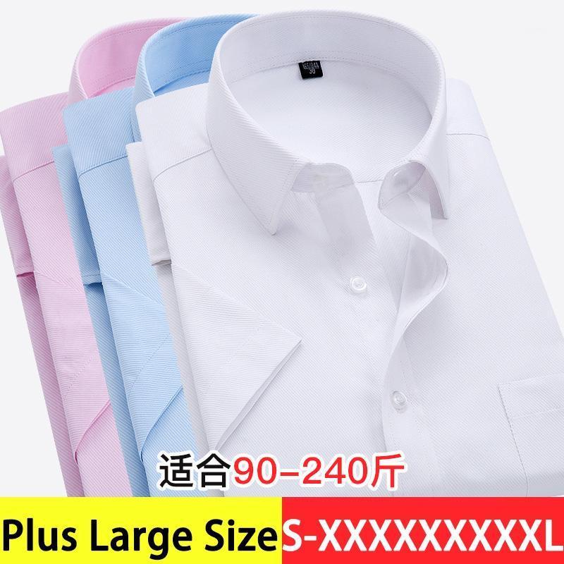 

Twill Pure Color 9XL 8XL 7XL 6XL Large Size Men Shirt Short Sleeve Slim Fit Formal Men's White Business Male Social Shirts Casual, D08-10