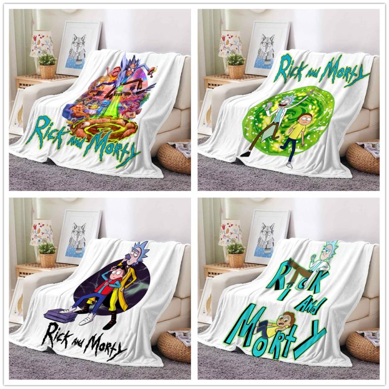 

Adult Animation Rick and Morty cool 3D print blanket Household rectangle single layer flannel air conditioning cloak blanket-35