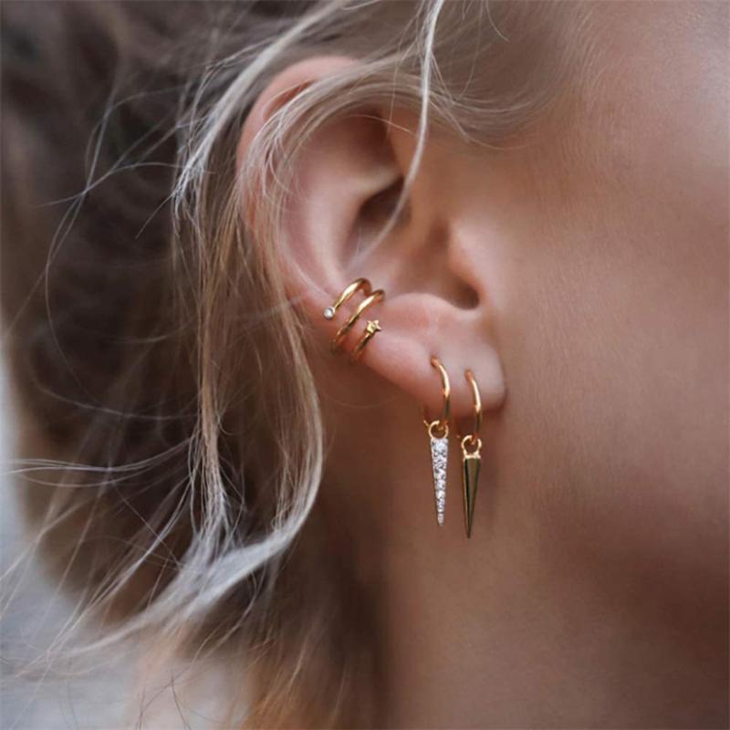 

Hoop & Huggie Cross-border Earrings Copper Inlaid Zircon Hollow Heart Ear Clip European And American Style Accessories WholesaleHoop