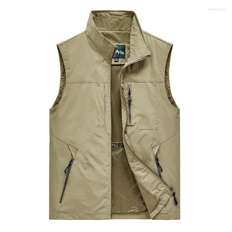 

Men's Vests Mens Jacket Sleeveless Vest Spring Summer Autumn Casual Travels Hiking Work Multi-pockets Waistcoat 5XL Stra22, Khkai with pattern