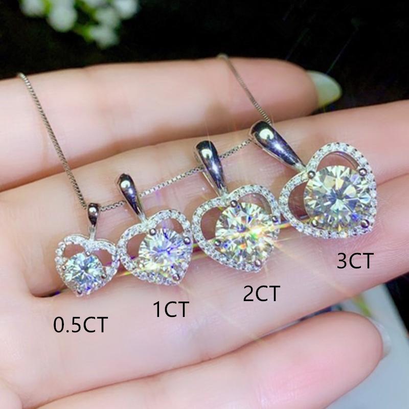 

Pendant Necklaces Moissanite 0.5CT 1CT 2CT 3CT VVS Lab Diamond Necklace Fine Jewelry For Women Engagement Gift Real 925 Sterling SilverPenda