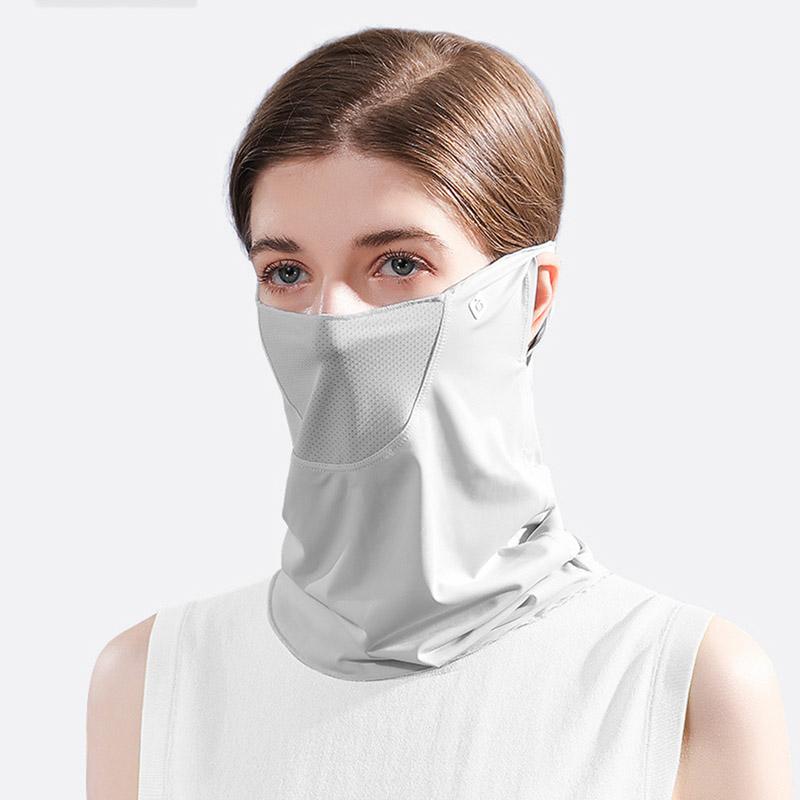 

Berets Face Cover Woman Sunscreen Riding Mask Neck Protector Sunshade Anti-UV Silk Cold Feeling Ear Scarf Tropical Veil, 02