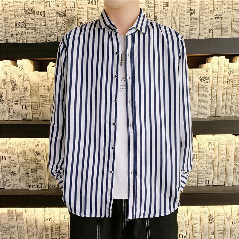 

Men's Casual Shirts 2022 Shirt Classic Business Cotton Oxford Male Long Sleeve Striped Dress, Red