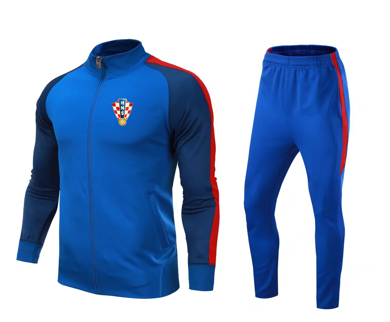 

22 Croatia national football team adult Soccer tracksuit jacket men Football training suit Kids Running Outdoor Sets Home Kits Logo customize, Mid blue