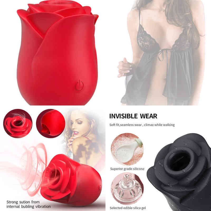 

Nxy Vibrators Rose Shape Vagina Sucking Vibrator Oral Licking Clitoris Stimulation Intimate Good Nipple Sucker Powerful Sex Toys for Women