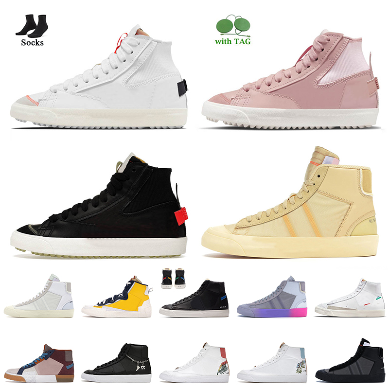 

New Glaze Powder Blazer Casual Shoes Fashion Women Mens Mid 77 Vintage Sneakers Multi White Blue Black Sail Pink Oxford Bright Crimson All Hallows Eve Trainers Sports, D19 beach 36-45