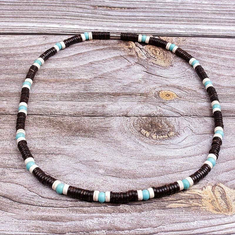 

Chokers Natural Coconut Shell Spacer Beads Surfer Necklace For Men Tribal Jewelry