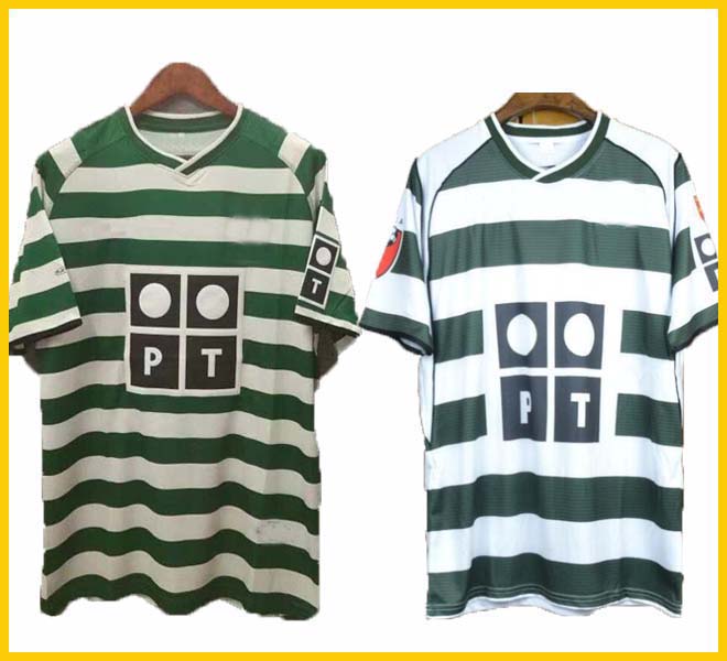 

01 02 03 04 Lisboa retro soccer jerseys ronaldo Marius Niculae Joao Pinto 2001 2002 2003 2004 Lisbon Classic Vintage football shirts tops Sporting CP, 03/04 home