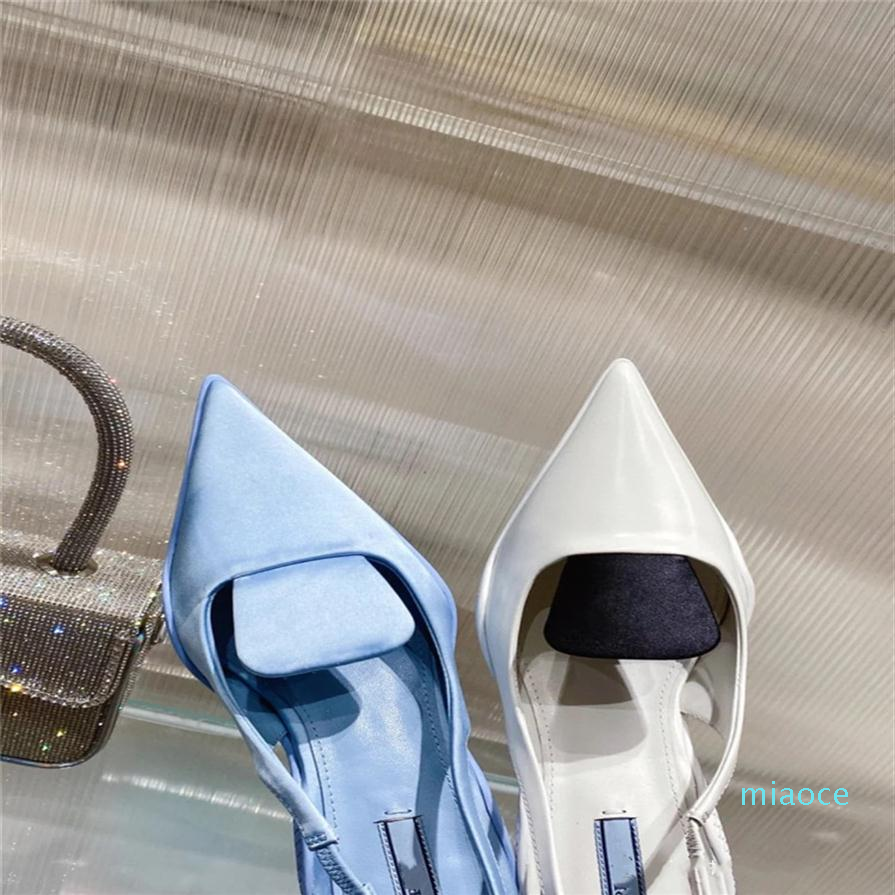 2022 -Designer pointu les talons hauts sandales de soie femmes chaussures talons chaussures toes pompes robe