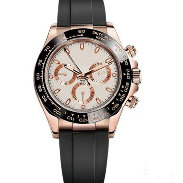 

Wristwatch master design men's sports Steel watch ring rose gold stainless steel case rubber strap folding buckle R85, Gold and black