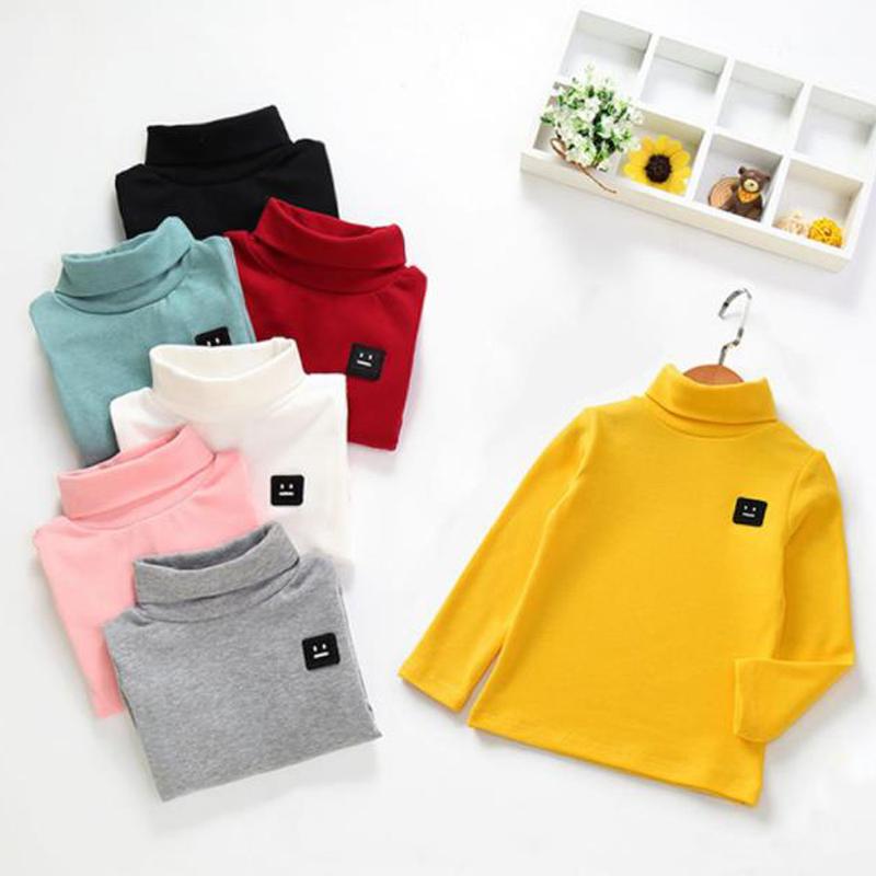 

T-shirts Cotton Girls T-Shirt Long-sleeve Baby Kids Turtleneck Bottoming Shirt For Children Clothes Spring Girl Tops Fall ClothingT-shirts