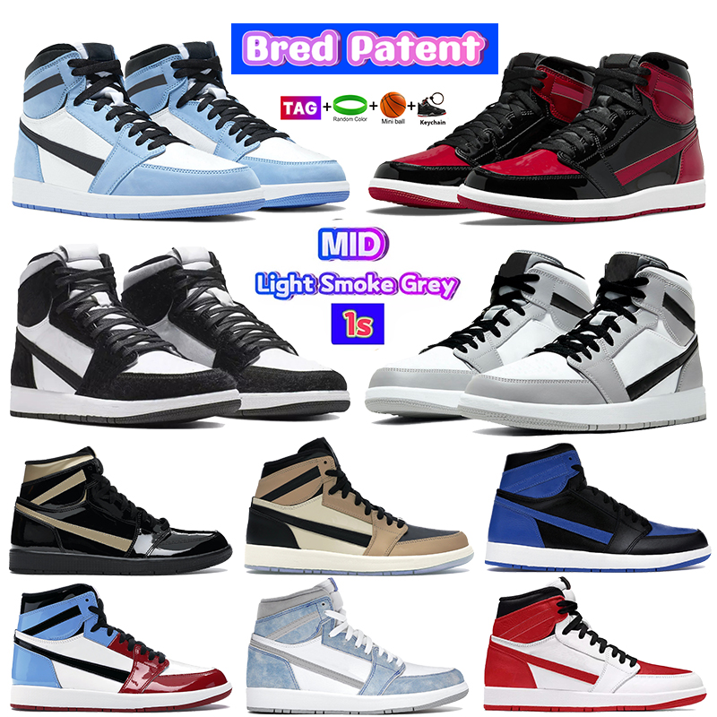 

High Royal Patent Bred 1s 1 basketball shoes University Blue Bordeaux dark mocha pollen Light Smoke Grey Twist black white UNC men women sneakers designer trainers, Shoe box