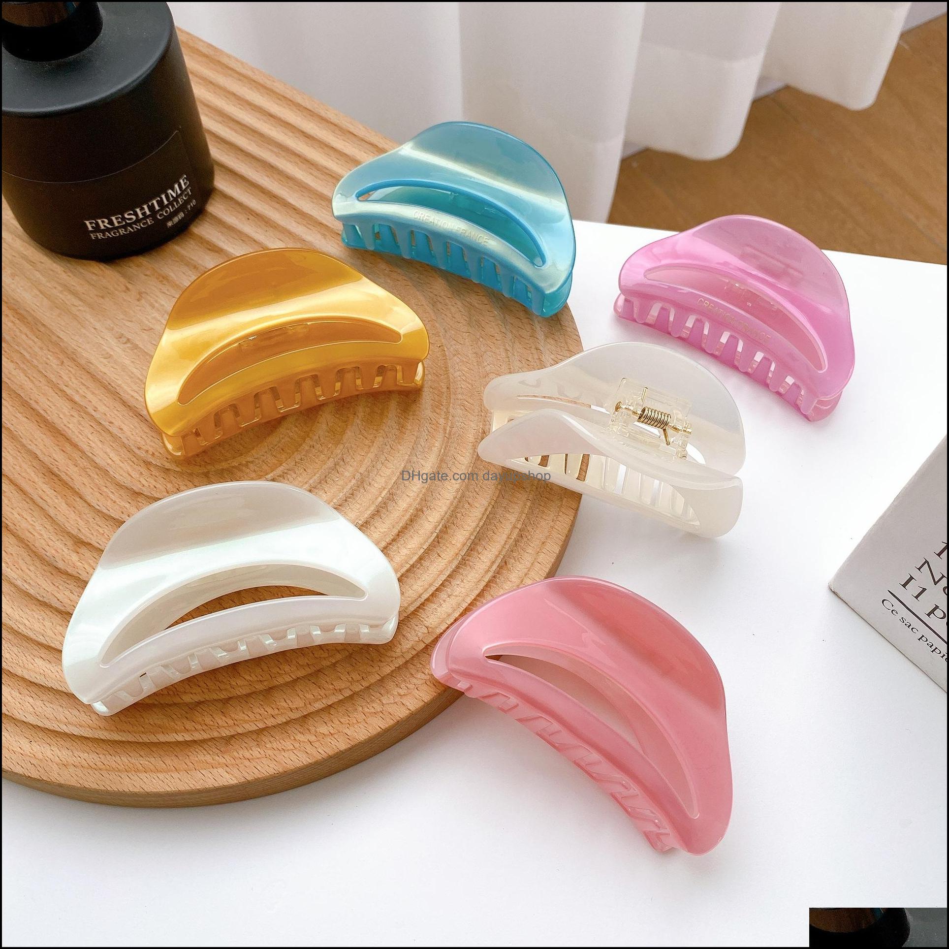 

Hair Clips Barrettes Jewelry Fashion Solid Color Claws Moon Shape Clamp Grab Styling For Women Gir Dhajp