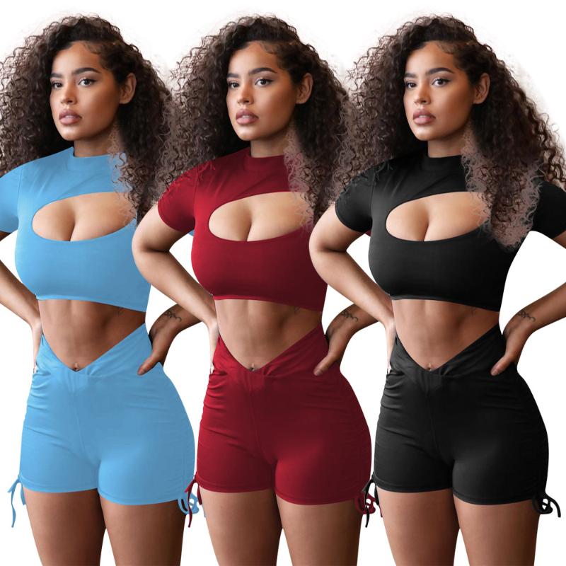 

Women' Tracksuits Sleeveless Vest Stretchy Active Shorts Workout Suits Sporty Casual Solid Two Piece Set Women Skinny Inclined Shoulder Hol, Black