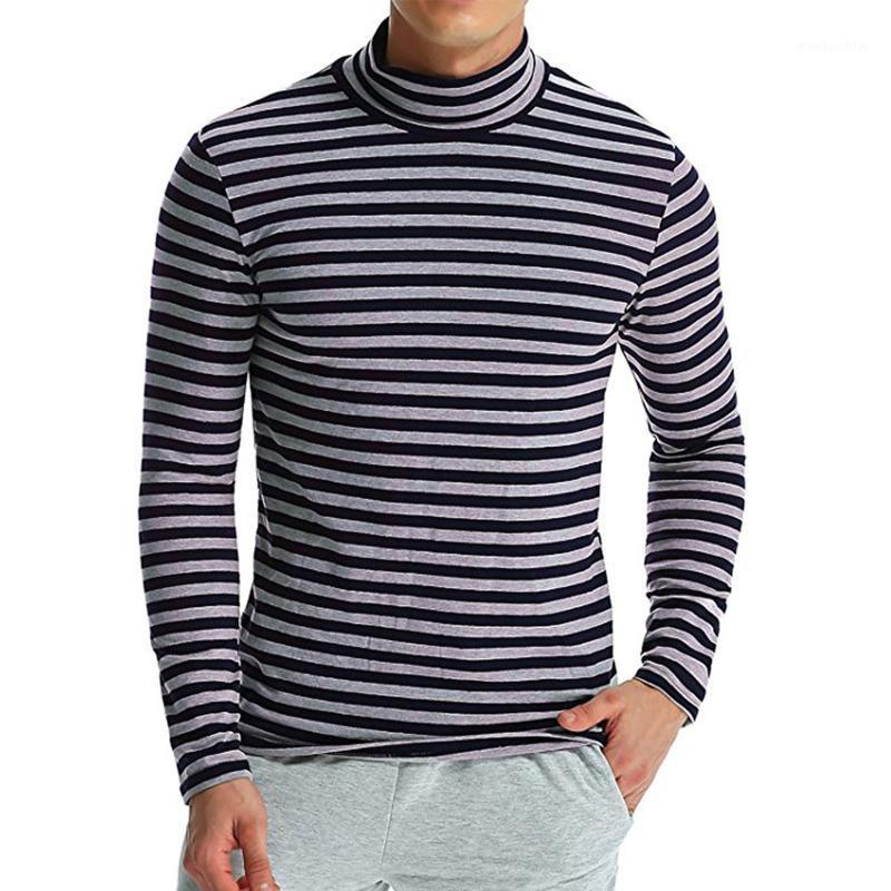 

Men's T-Shirts Harajuku Slim Fit Striped Tshirt Men Turtleneck Warm Basic Top Oversized T Shirt For Autumn Winter Clothing Casual Camisas, Black