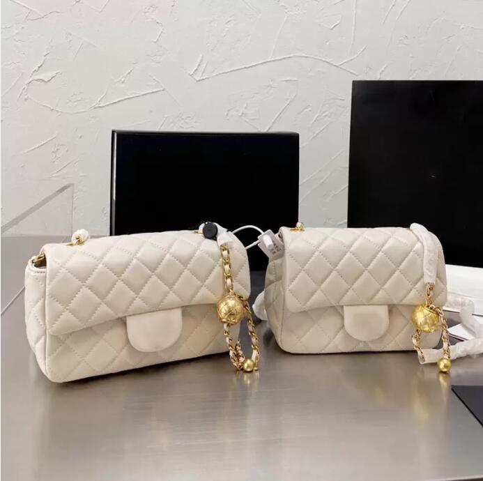 

TZ Lambskin Quilted Mini Pearl Crush Gold Ball Rectangular Flap Bags Matelasse Chain Crossbody Shoulder Vanit Large Capacity Outdoodr Saocoche Handbags 17CM/20CM, White 17cm