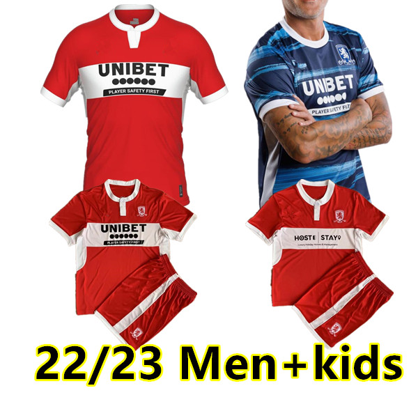 

2022 2023 MIDDLESBROUGH soccer jerseys Ashley Michael Fletcher FLINT WING ASSOMBALONGA AKPOM 22 23 home red away blue Men Kids Kits sock Full sets football shirts, 22/23 away