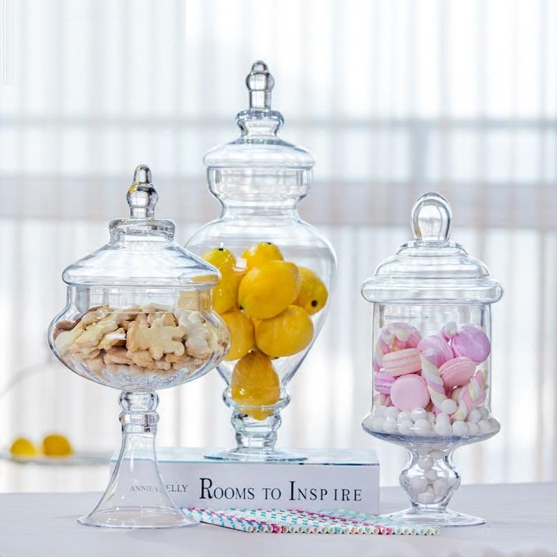

Storage Bottles & Jars European Style Strong Glass Tank Candy Jar Home Wedding Decors Party Supply