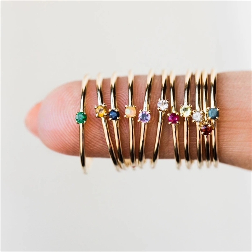 

Ailodo Minimalist Cubic Zirconia Rings For Women Girls Simple Fashion Party Wedding Female Finger Rings Jewelry Valentines Gift 220728