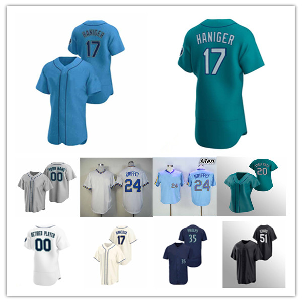 

24 Ken Griffey Jr. Jersey Baseball Mitch Haniger J.P. Crawford Suzuki Ichiro Ty France Eugenio Suarez Luis Torrens Jesse Winker Dylan Moore Tom Murphy Chris Flexen 4XL, Men coolbase grey