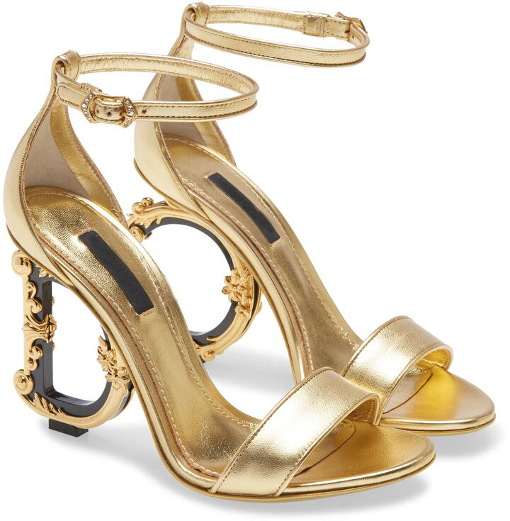 

Elegant Bridal Wedding Pop Shoes Keira Sandals Heel Gold-plated Carbon Ankle Strap Summer High Heels Women's Walking With Box EU35-43
