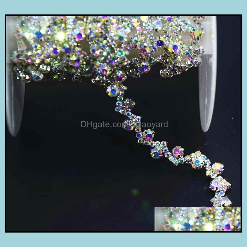 

Beads Arts Crafts Gifts Home Garden Ship 1Yd Sparkling Clear Rhinestone Ab Color Crystal Costume Chain Applique Trims Supply Drop Deliver
