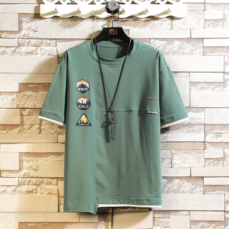 

Men's T-Shirts Summer Short Sleeves Harajuku Korea Fashion Black Blue T-Shirt Streetwear Hip Hop T Shirt For Men'S Top Tees Tshirt Cloth, Tx0802 2
