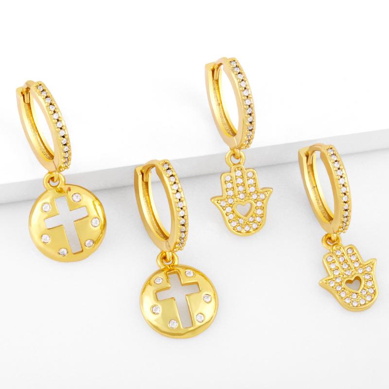 

Dangle & Chandelier Hollow Out Fatima Hand Cross Earrings For Women Zirconia Drop Gold Hoops Fashion Jewelry Friends Gifts Ersy58