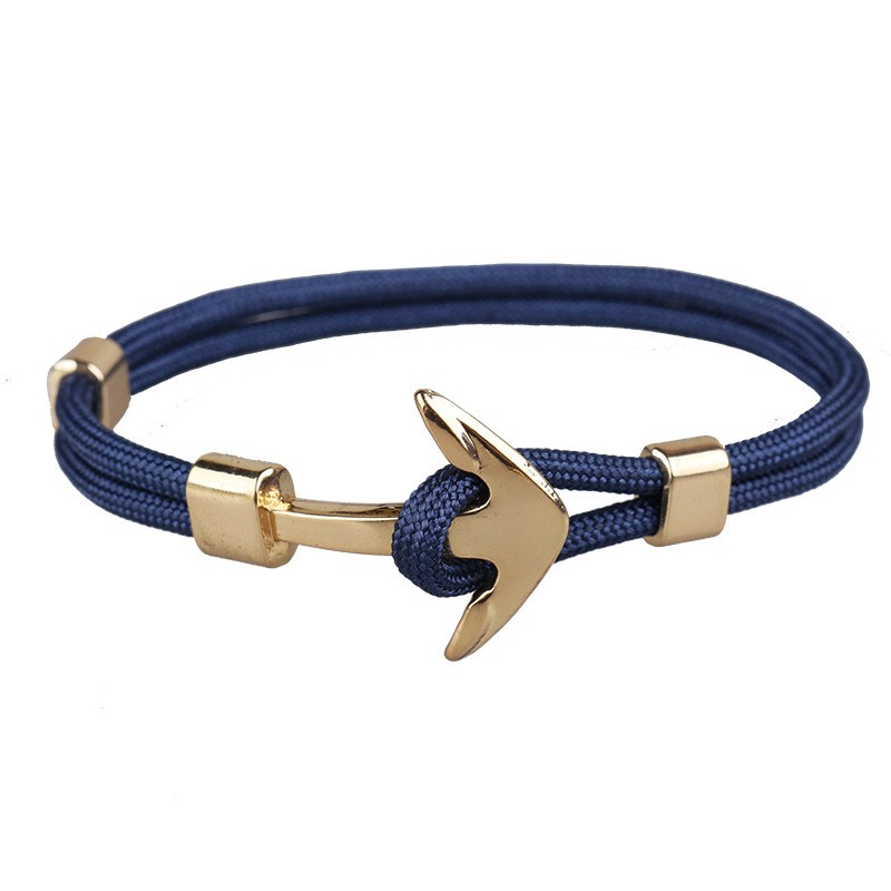 Classic Design Handmade Gold Anchor Charm Multicolor Paracord Bracelet Popular Jewlery for Men Wmen Gift-image-757489552