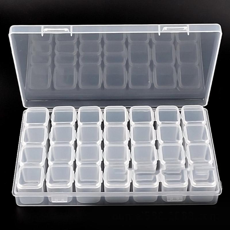 

Watch Boxes & Cases Slots Clear Plastic Empty Nail Art Decoration Storage Case Box Glitter Rhinestone Beads Accessories Container ToolWatch