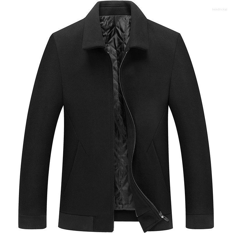 

Men's Wool & Blends Brand Autumn Winter Jackets CoatsBody Repair Woolen Overcoat For Male Business Casual Thickened Jacket Kend22, M2003 black