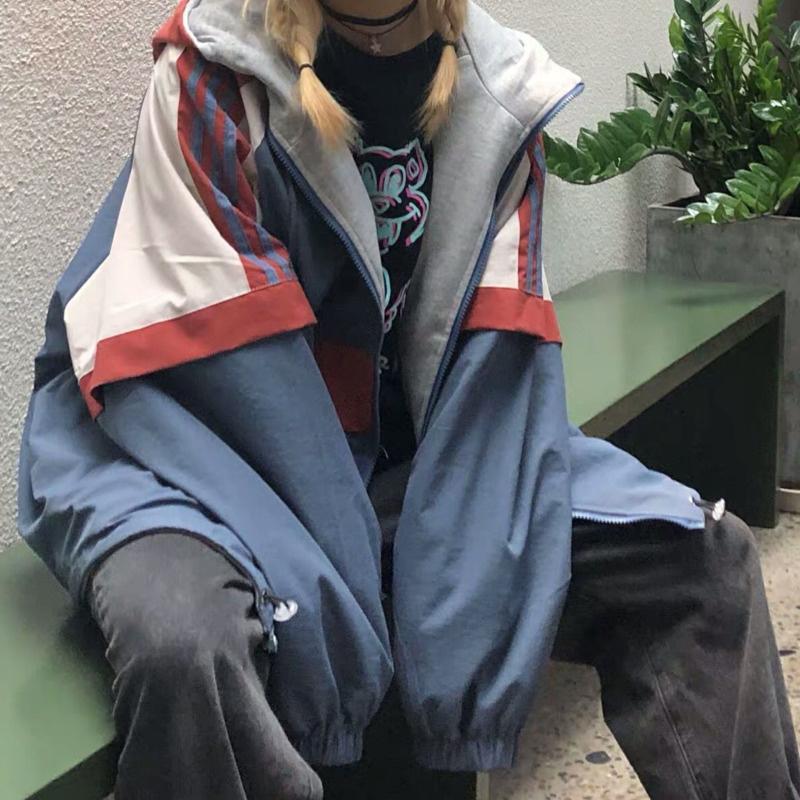 

Women's Jackets Spring Autumn Women's Coat Women Korean Top Harajuku Gothic Clothes Streetwear Long Jacket WindbreakerWomen's, Black unisex