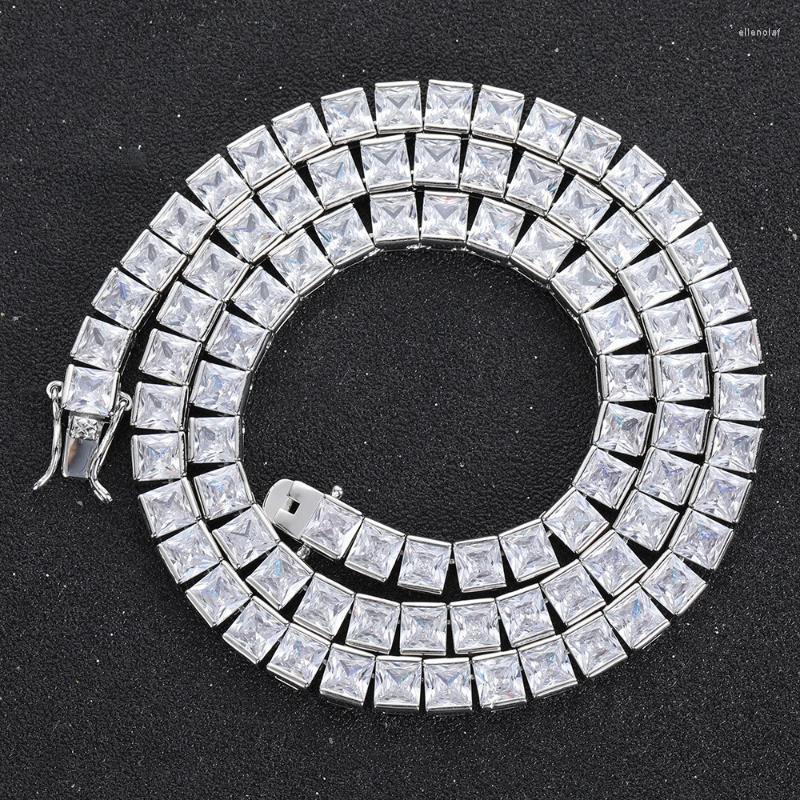 

Chains Princess Cut 4mm Lab Diamond Necklace White Gold Filled Party Wedding Necklaces For Women Men Tennis Chocker Jewelry GiftChains Elle2