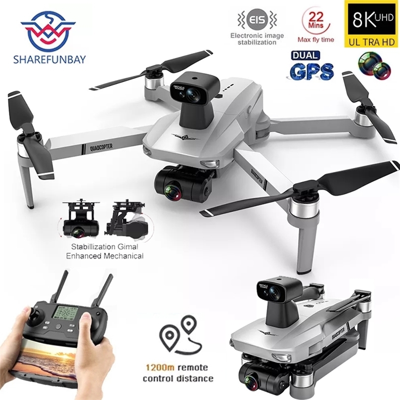 

KF102 Drone 8k Brushless With 4K Professional HD Camera 2Axis GPS Fpv RC Quadcopter Helicopters Drones Toys For Boys 220630, 4k 1b