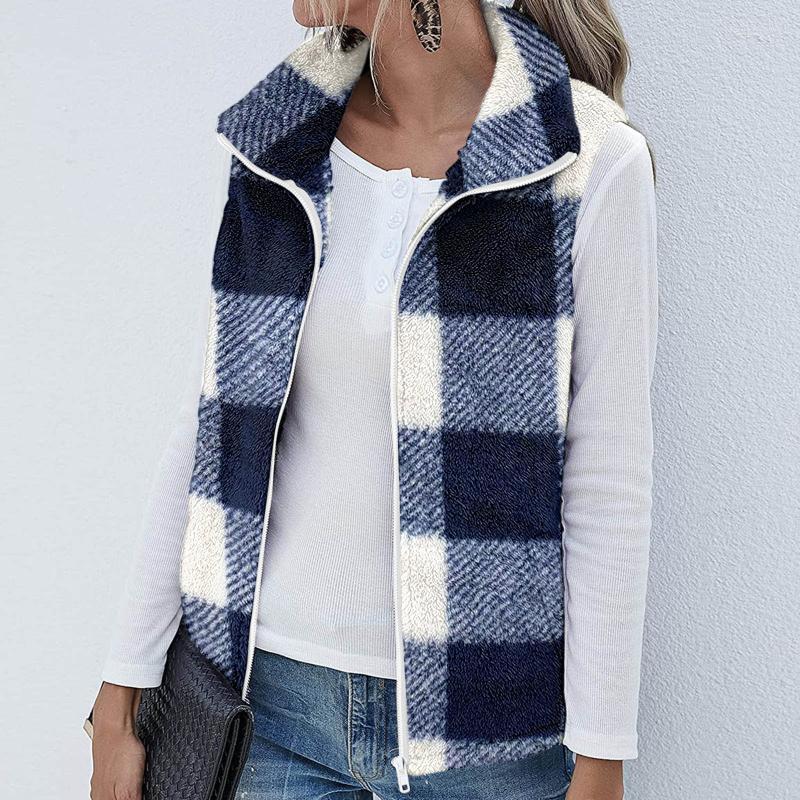 

Women' Vests Women' Fashion Plush Warm Jacket Vest Cardigan Casual Ladies Faux Fur Zipper Coat Winter Sleeveless Streetwear Women, Blue