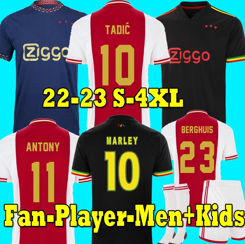 

21 22 23 Bob Marley Soccer Jerseys TADIC GRAVENBERCH HALLER Home away Third CRUYFF ANTONY MARLEY ALVAREZ 2022 2023 AJAXS football shirt men kids uniforms Fans Player, 21 22 3rd+patch