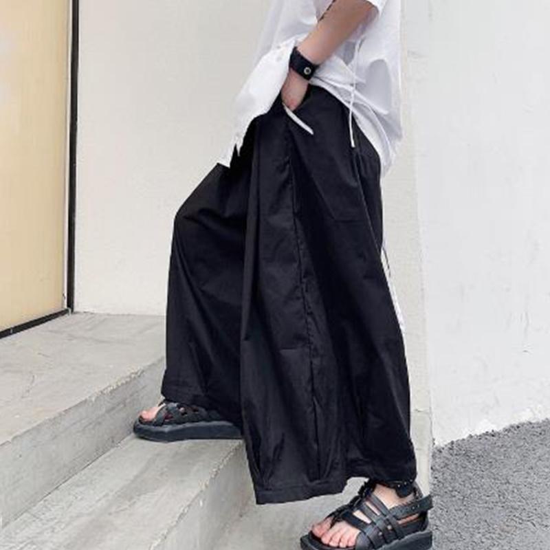 

Men's Pants Casual Men Loose Black Wide Leg Male Streetwear Hip Hop Punk Gothic Skirt Japan Style Kimono Trousers