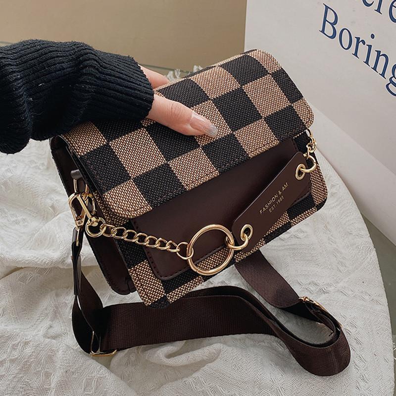 

Evening Bags Fashion Small Square Women Handbags Chessboard Crossbody For 2022 Messenger Shoulder Bag Quality Sac Femme, Black