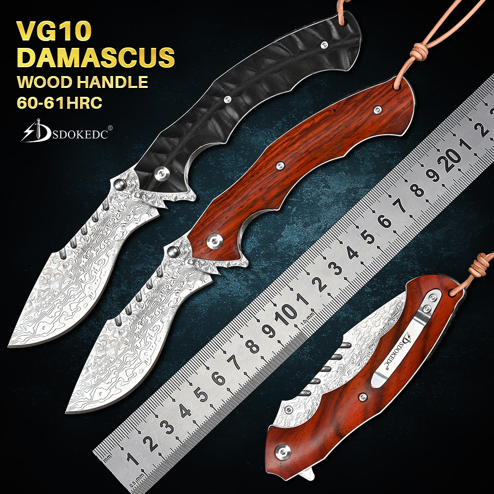

Damascus Pocket Knives Ball Bearing Folding Knife Tactical Military Outdoor Camping Survival EDC Jackknife Navajas De Bolsillo