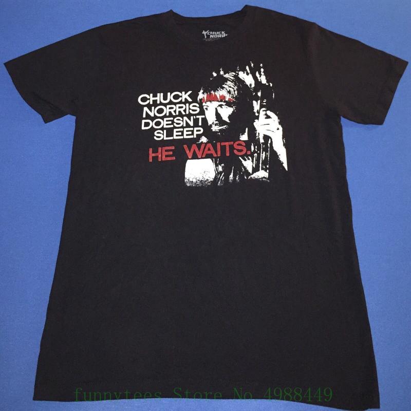 

Men' T-Shirts Chuck Norris Doesnt Sleep He Waits Mens Black T Shirt Size L Large Fashion Summer Paried TshirtsMen, 0099844-blue