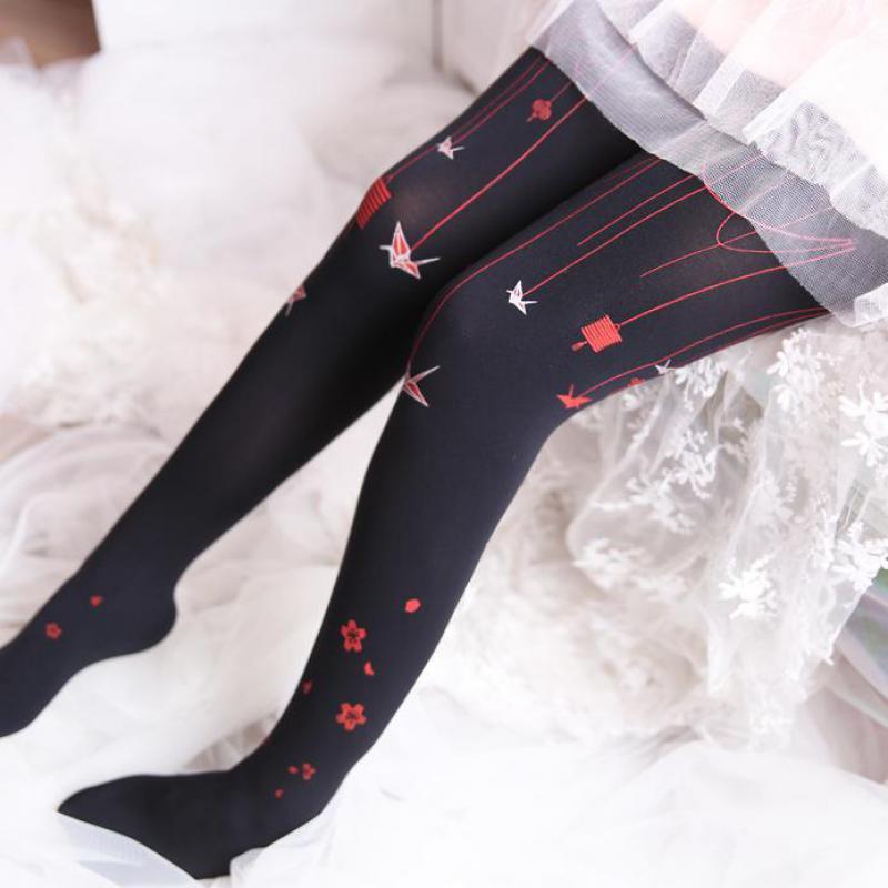 

Socks & Hosiery Japanese Mid Summer Lolita Leg Tights Han Clothing Pantyhose Slim For Puff Girl Prom Dress Vintage Style Invisible Thigh Cov, Black